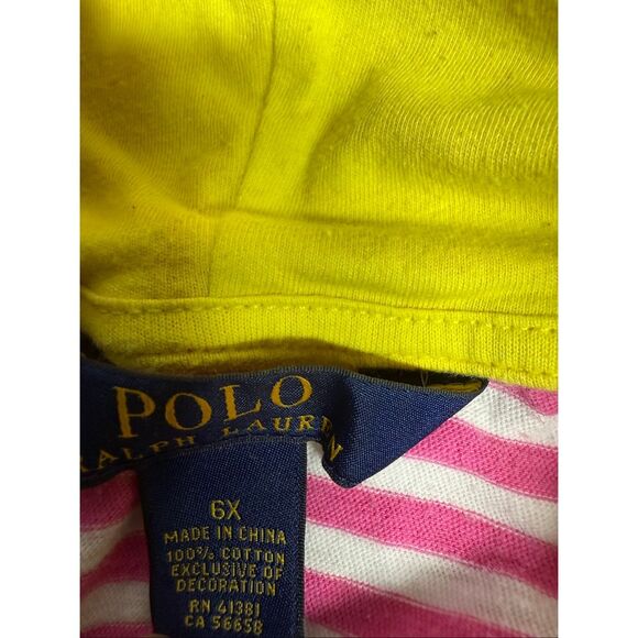 Polo Ralph Lauren Girls Cotton Striped Hoodie Pocket Long Sleeve Sz 6X See Notes - Picture 4 of 8
